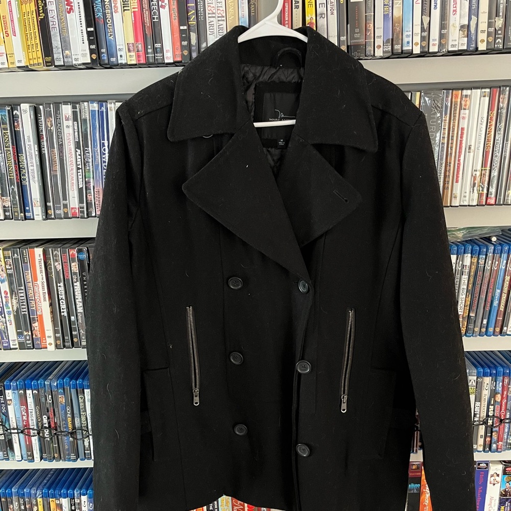 Marc Anthony Black Double-Breasted Pea Coat